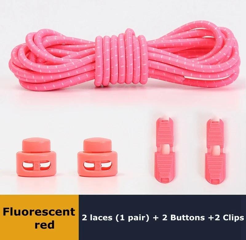 New1 Pair No Tie Shoelaces 1 Second Fast Round Plastic Lock Elastic Shoelace Suitable for All Sports Shoes Accessories Lazy Lace