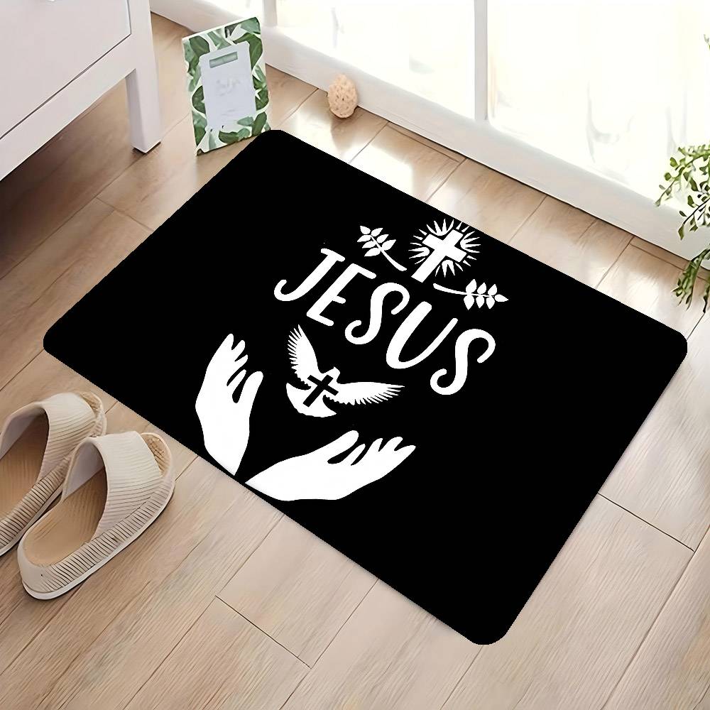 1 Piece Christian Jesus Bathroom Mat Kids Room Bedroom Decoration Balcony Anti-Slip Doormat Living Room Welcome Rug