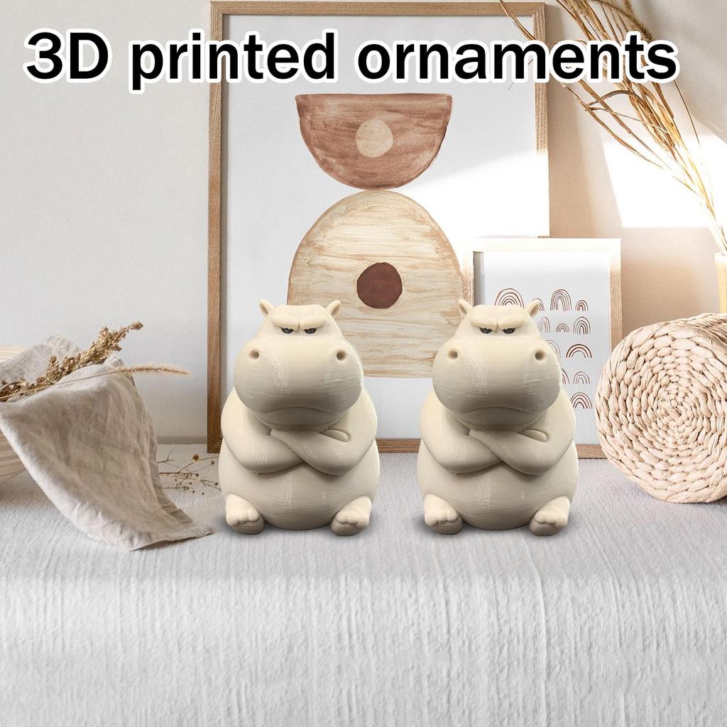 3D Printed Creative And Grumpy Hippo Cute And Home Decor Ornament