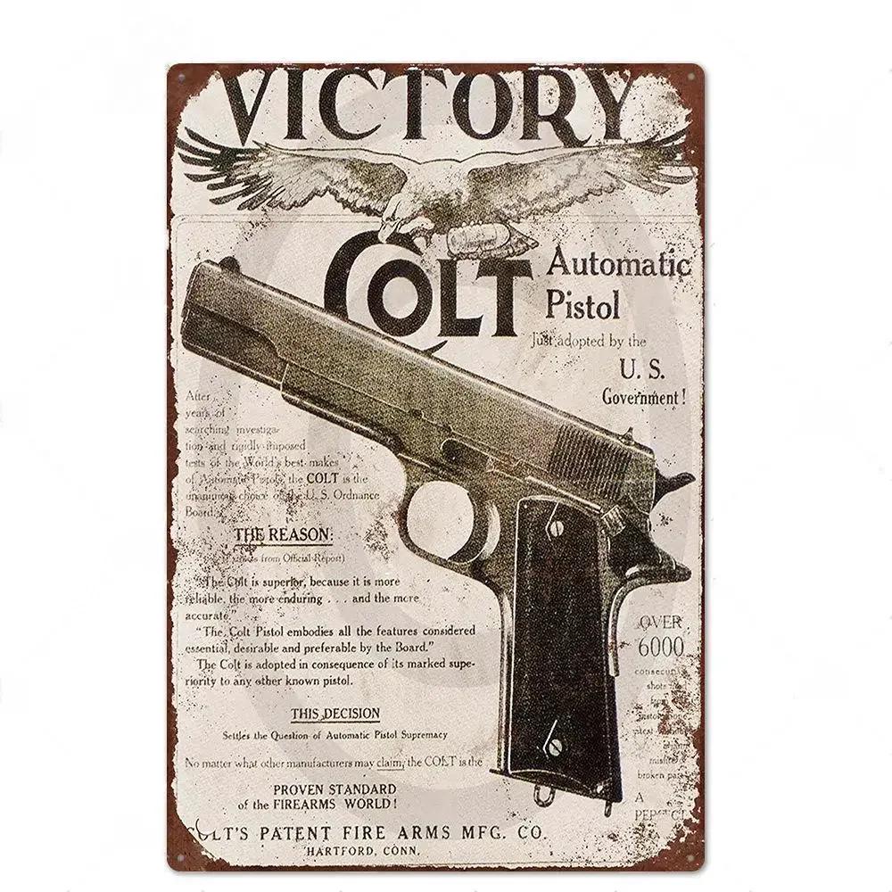 Retro Shooting Winchester Colts Metal Plaque Plate Painting Iron Tin Sign Wall Art Picture For Hunters Home Living Room Decor