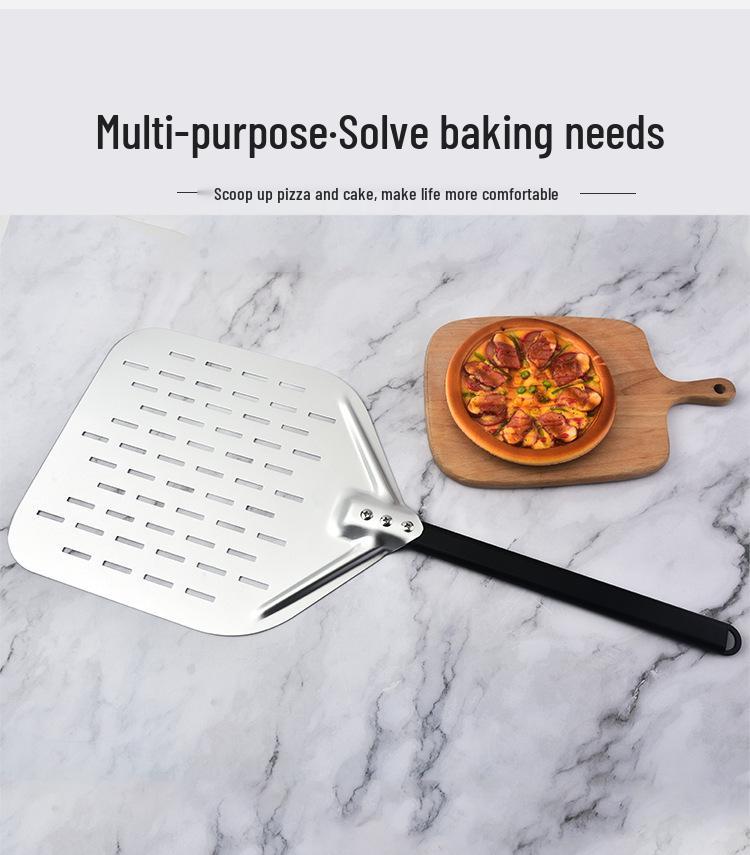 Perforated Long-Handle Pizza Peel and Cake Transfer Shovel