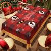 Christmas Tablecloth, Waterproof and Oil Resistant Dining Table Mat, Red Long Strip Party Decoration and Arrangement Tablecloth