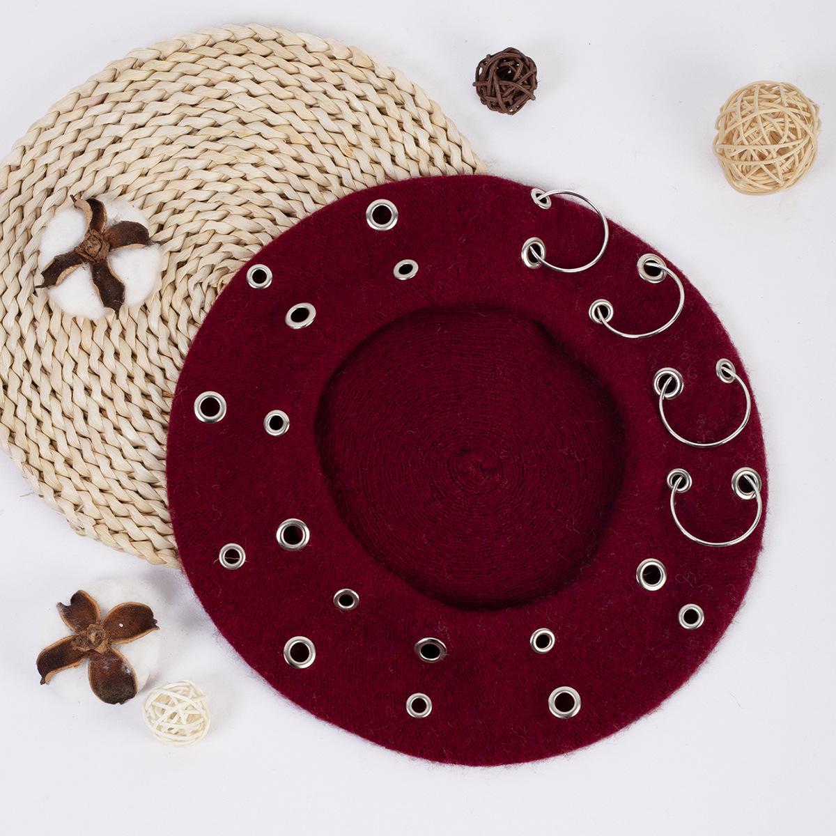 

Женский европейский и американский берет в корейском стиле, ретро, осенне-зимний 27.5*7cm вино красного