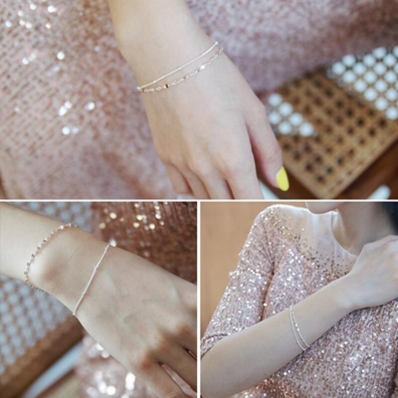 

925 Simple Line 2-Line Bracelet BS005 Two-Line Silver Bracelet 925 Silver Bracelet BS005