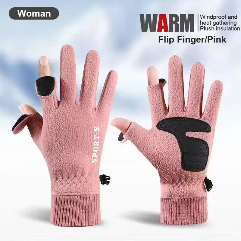 Pánské zimní rukavice Jednobarevné Dámské Venkovní Polární Fleece Dotykový Displej Zesílené Teplé Rukavice do Chladu Motocyklové Cyklistické Zápěstní Rukavice Palčáky