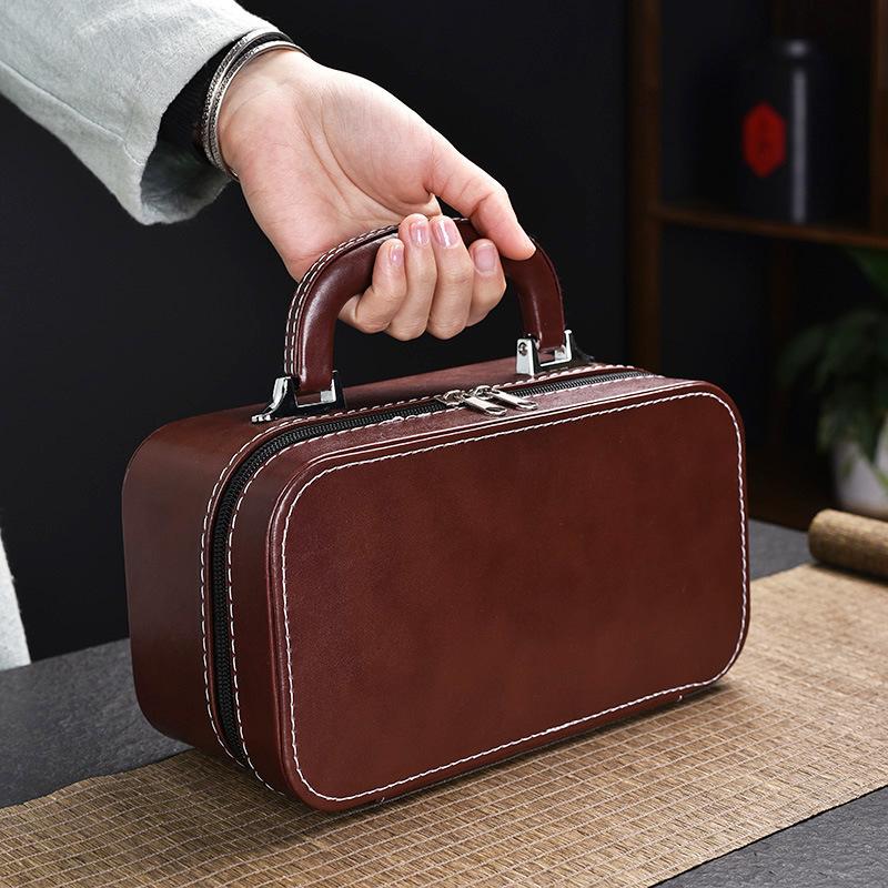 Ceramic Portable Travel Tea Set, Retro Single Set, Outdoor Express Cup, One Pot, Three Cups Of Kung Fu Brewing Teapot