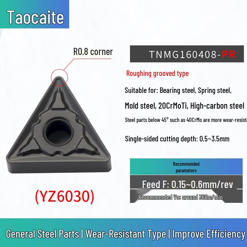 CNC Lathe Double-Sided TNMG160404/08 Triangular Insert for OD/ID Clamping