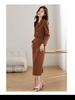 Plus Size 300 Jin Korean Autumn Double-Breasted Lapel Top and High-Waisted Slimming Skirt Set