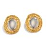Salircon Exaggerated Irregular Geometry Stainless Steel Stud Earrings for Women Vintage Glossy 18K Gold Plated Earrings Jewelry