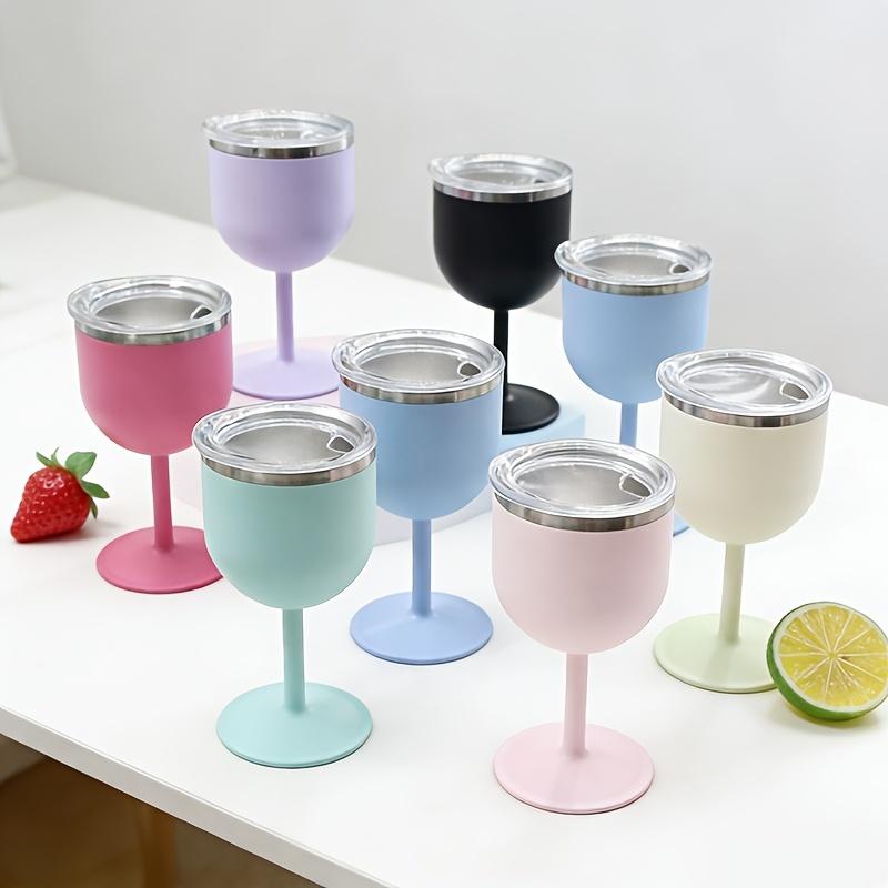 1Pc, 4oz High Aesthetic Value Water Cup With A Tall Handle, 304 Stainless Steel Inner Lining, Transparent Lid, Available In Multiple Colors, Suitable