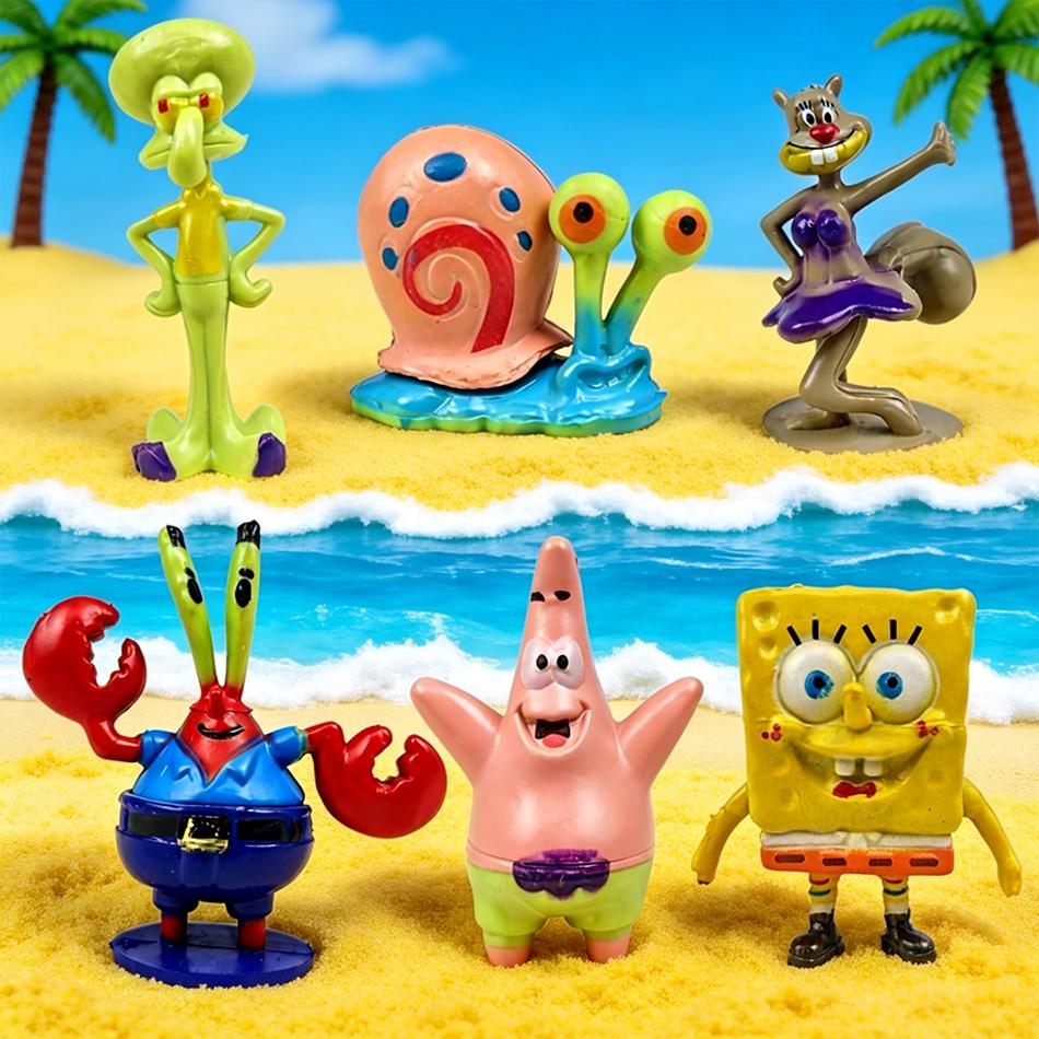 Toys Model 2027 Spongebob Action Figure Patrick Star Squidward Tentacles Delicious Crab Burger Anime Figure Collection Doll Gift