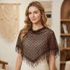 Breathable Tassels Lace Head Scarf Elegant Lace Flower Triangular Hollow Triangle Scarf Polyester Women's Scarf Shawl