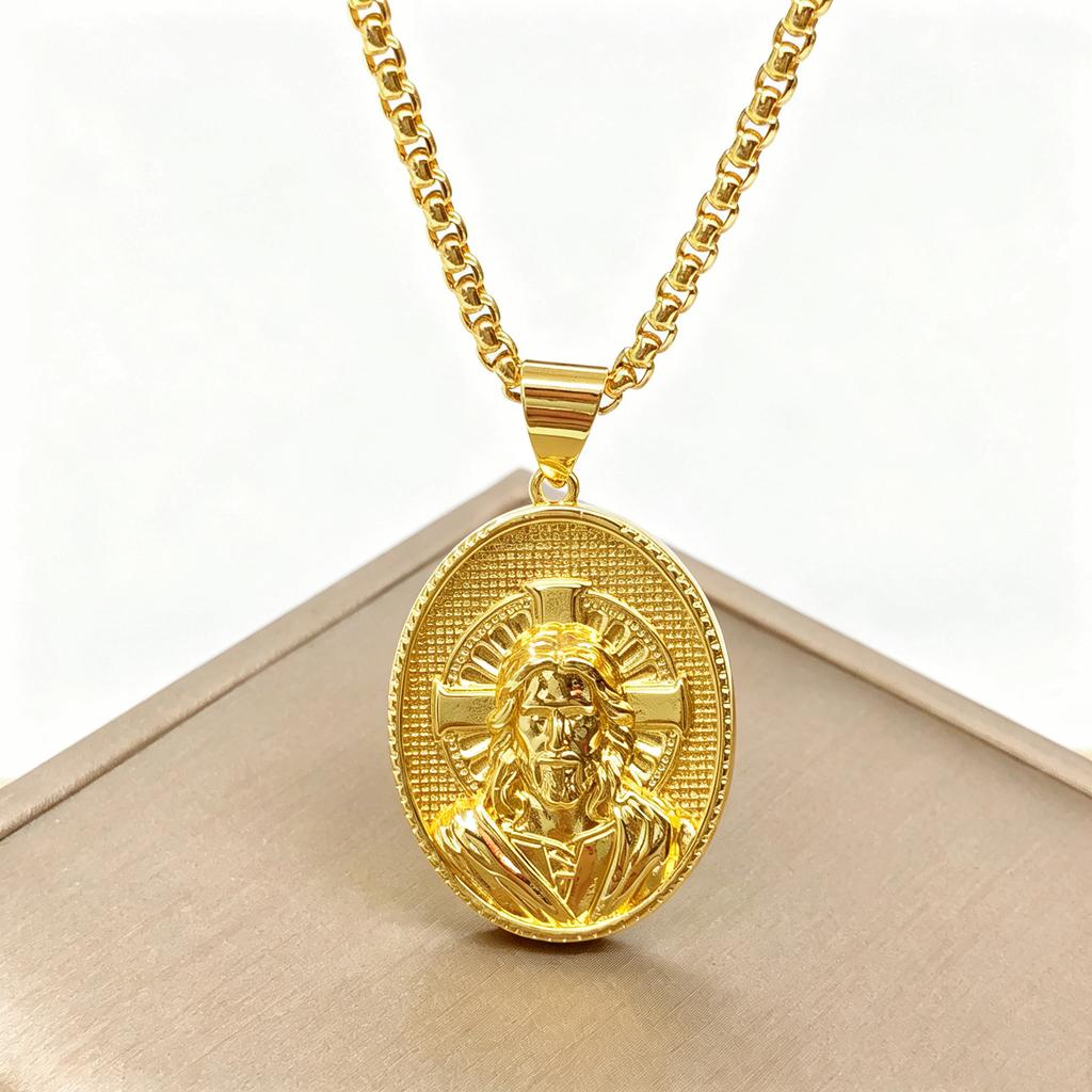 Classic Christian Catholic Jesus Christ Our Lady of Guadalupe Stainless Steel Chain Necklace for Men Women Party Amulet Jewelry