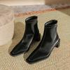 H376-2 high mercerized suede thin medium tube short boots black thick heel autumn and winter zipper women's boots niche fashion boots
