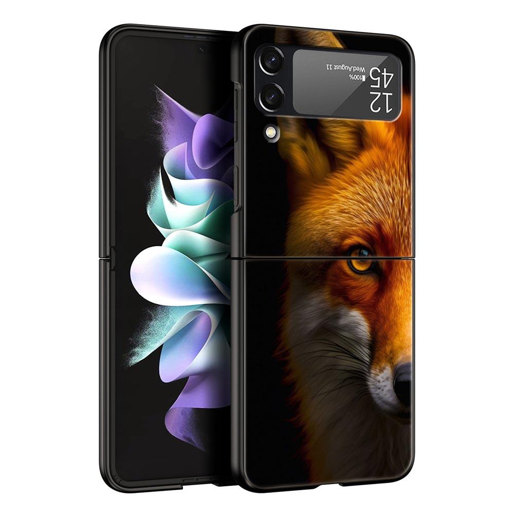 Red Fox Hard PC Phone Case For Samsung Galaxy Z Flip 7 6 5 4 Black Cover For Galaxy Z Flip 3 Foldable Shell Fundas Capas Coque