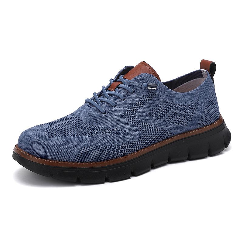 Lightweight Sports Shoes Lace-up Casual Men's Shoes Breathable Flying Woven Loafers