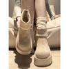 White Retro Small Man Heightened Thick-soled Martin Boots Women's Autumn and Winter Velvet Snow Birkenstocks Short Boots