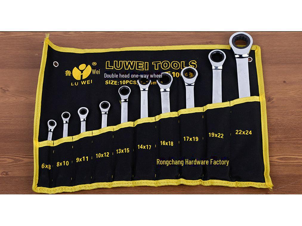 Luwei 10-Piece Double-Ended Ratchet Wrench Set with Multiple Specifications