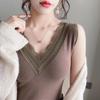 Thermal Underwear Warm Body Tops Vest Sexy Winter Clothing Women Sleeveless Slim Seamless V Neck Lace Side Solid Inner Wear