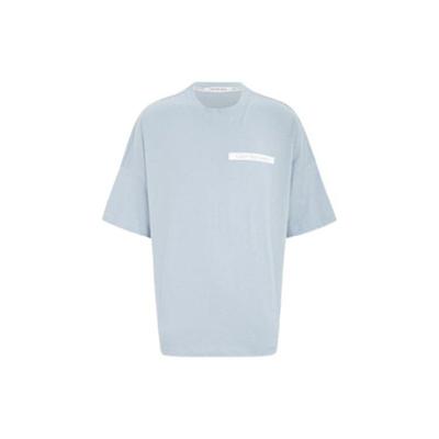 Calvin Klein Casual Round Neck Logo Print Loose Short Sleeve T-Shirt Unisex Tops Light-Blue J400212-DBT