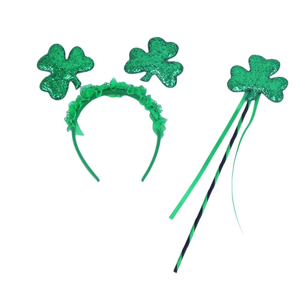 Glitter Headband Shamrock Photo Props Fun Lace Headband Party Blingbling Karaoke Party Hair Hoop Leprechaun