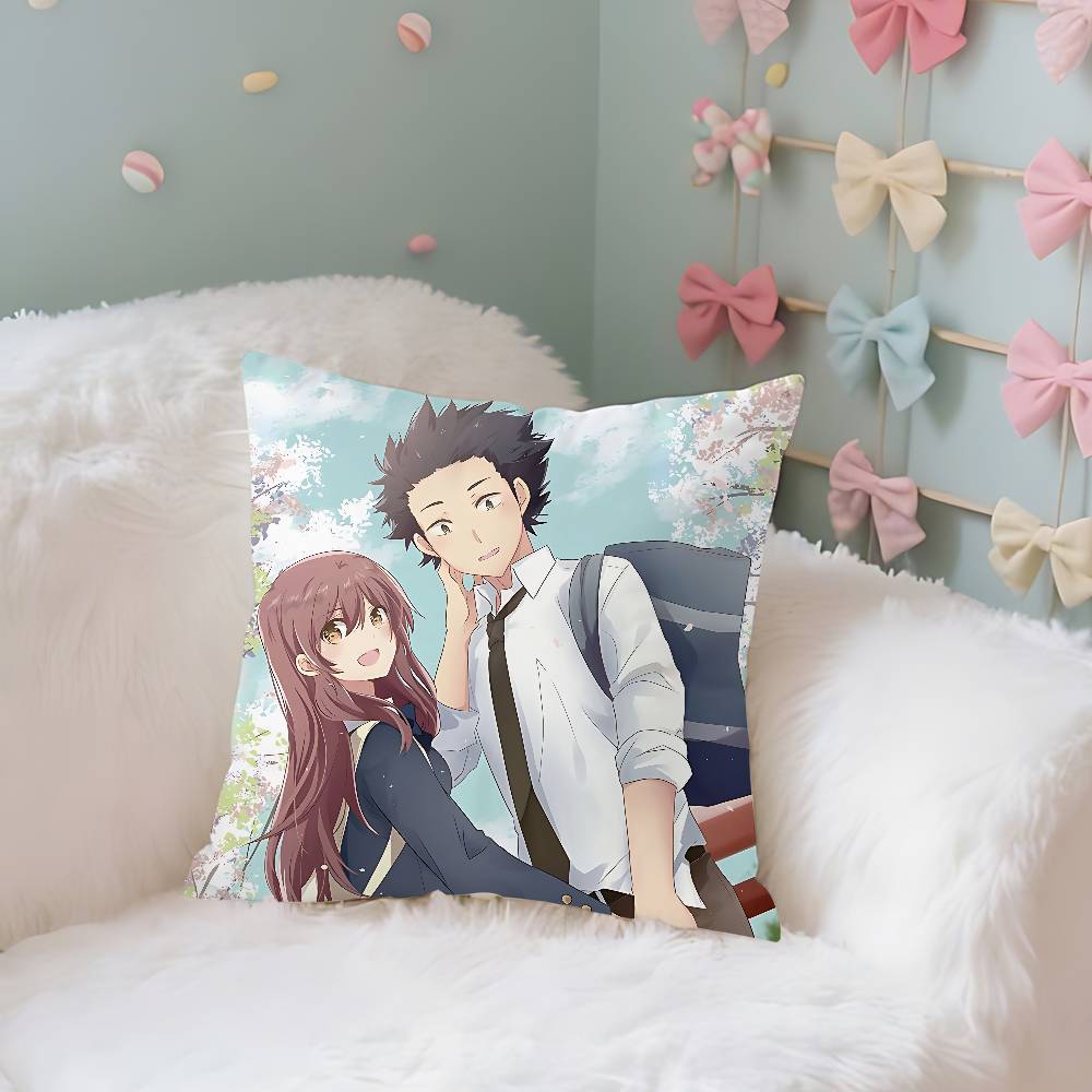 Anime A S-Silents-Voices Pillow Case Cushion Cover Soft Cute Throw Pillow Case For Car Sofa Pillowcase Polyester With Zipper