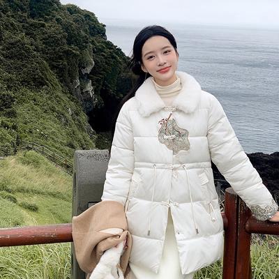 Winter Neues Chinesisches Design Retro Stickerei Schnalle Nationaler Stil Revers Baumwollgepolsterte Jacke Damenmode Baumwollgepolsterte Jacke Damen.