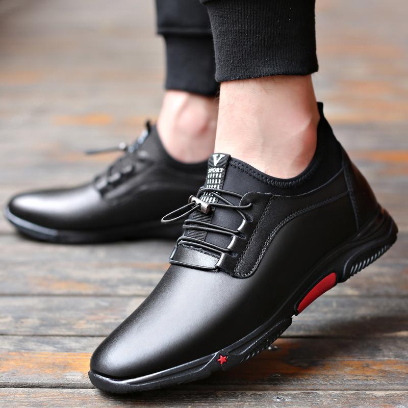 Fashion Men's Casual Shoes Leather PU Black Spring Male Footwear Loafers Soft Bottom Lace Up Outdoor Business Sneakers Shoes For Men