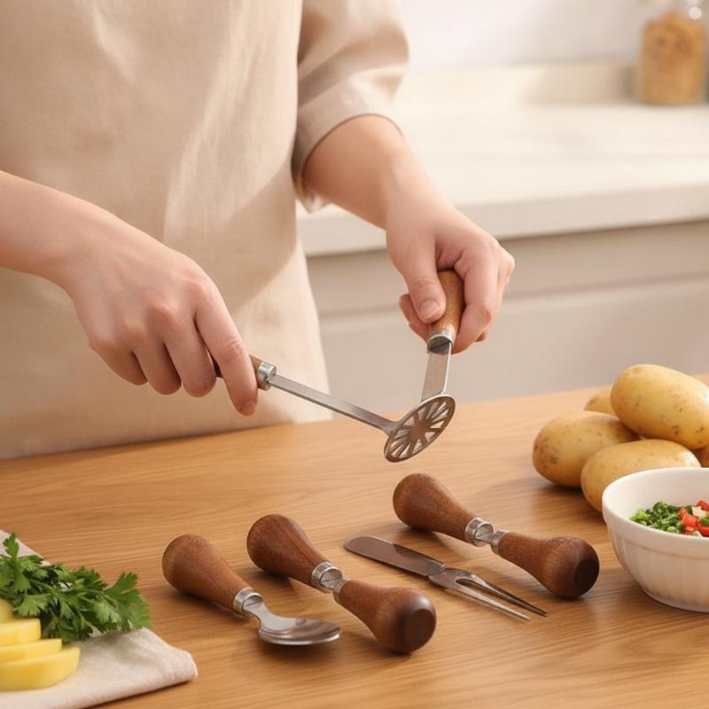 Stainless Steel Cheese Tool With Comfortable Wooden Handle Rust Resistant For Home Kitchen Party