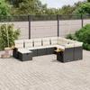Vidaxl 10-Cz. Garden Lounge Set, Cushions Black Rattan Pe