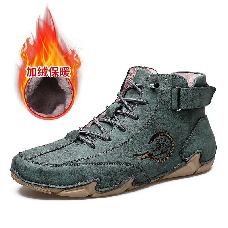 Autumn Winter Handmade Split Leather Boots Men Shoes Comfortable Ankle Boots For Men Casual Shoes Moccasins Men Boots