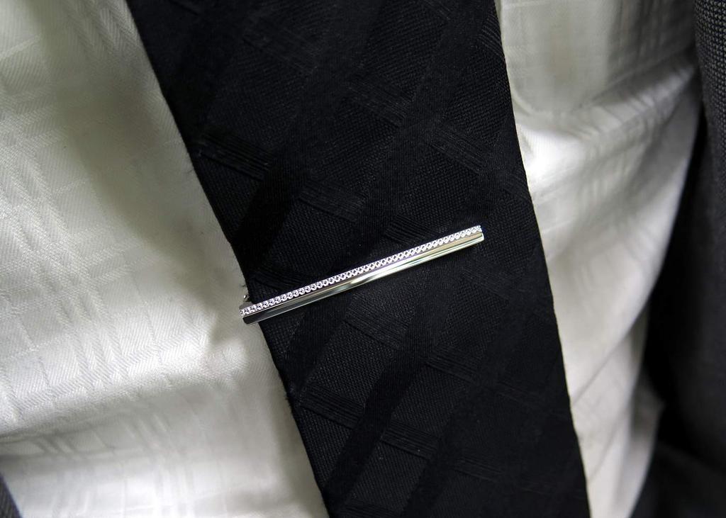 TATEOSSIAN Grid Long Tie Bar Tie Tie (Rhodium) (Tie Pin, Clip, Clip)