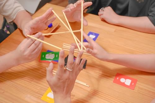JELLYJELLYGAMES YUBIBO for 2-8 Players. Link Your Fingers and Support the Pole! A Thrilling Cooperative Balancing Game Where Dropping the Pole Ends Th