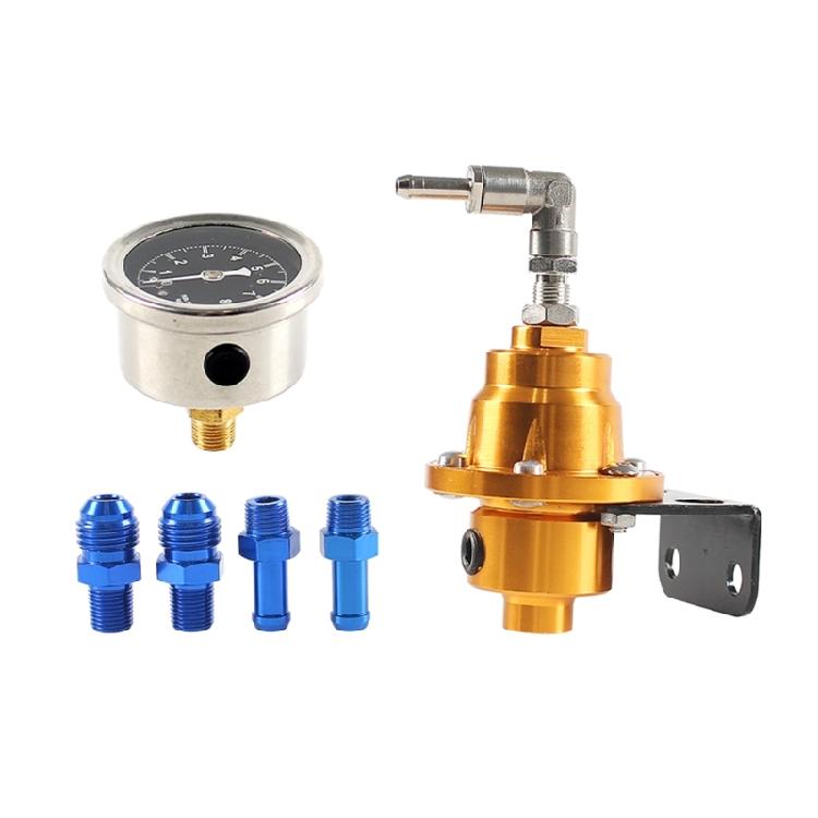 Aluminum Universal Adjustable Fuel Pressure Regulator Gauge Fitting Kit for Car