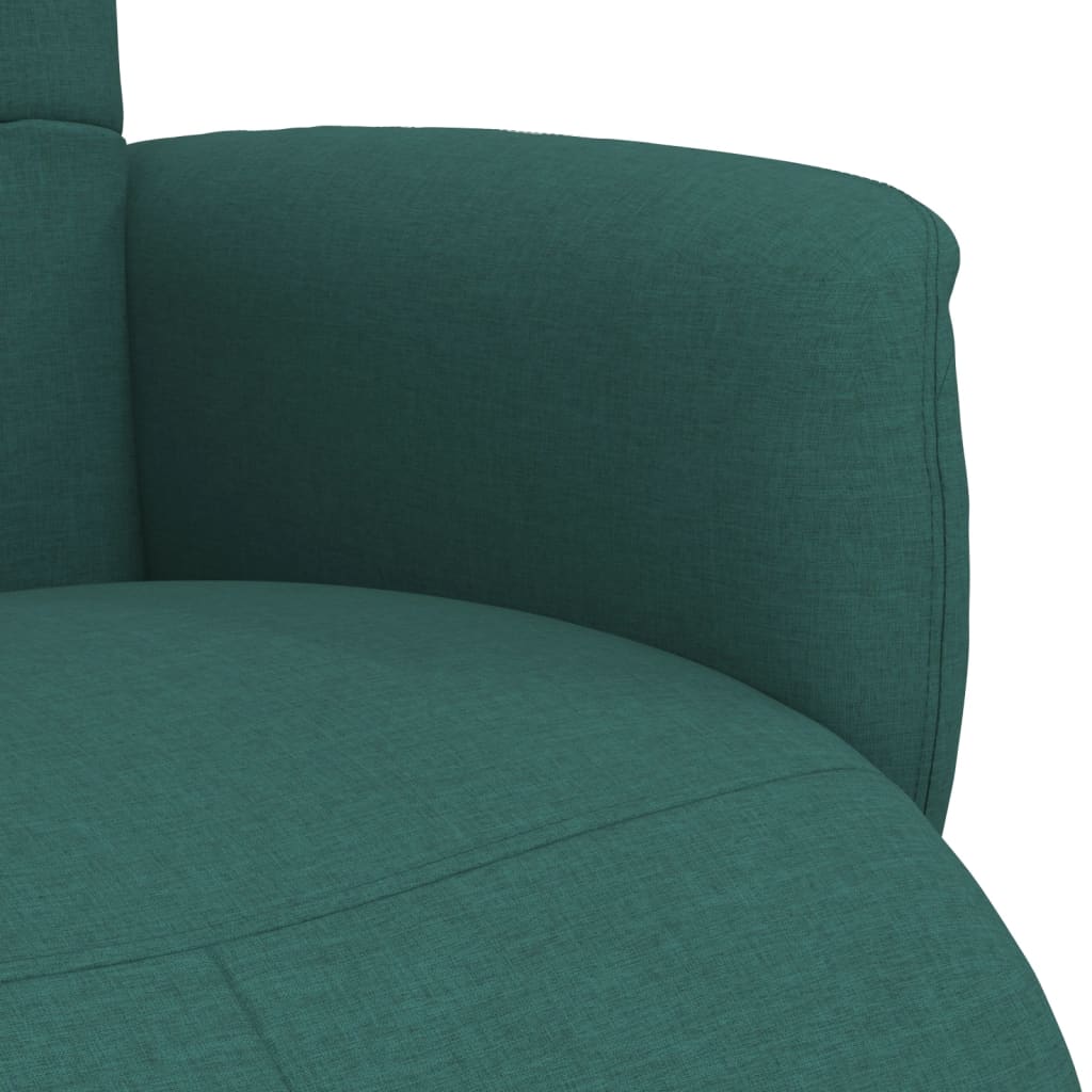 Recliner Chair with Footrest Dark Green Fabric