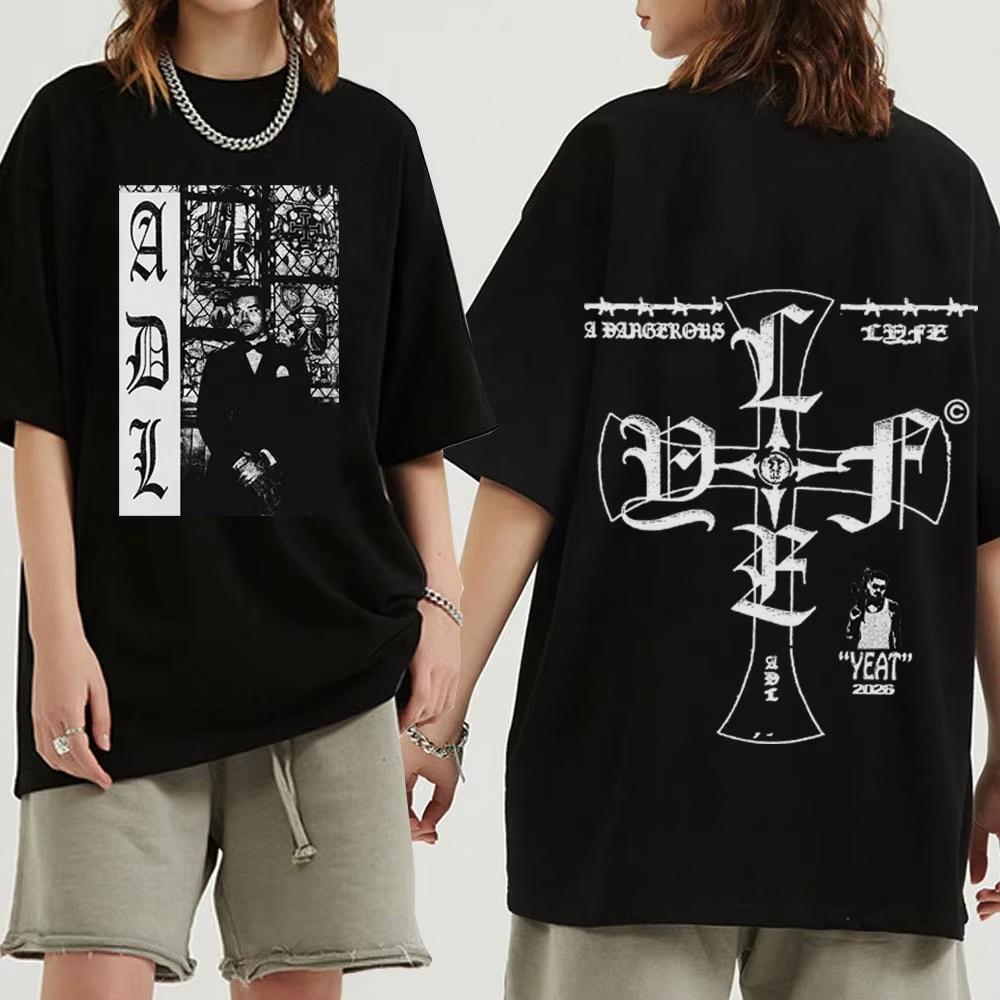 Yeat A DANGEROUS LYFE CROSS Tshirt Unisex WoUnisex Harajuku Short Sleeve Oneck Casual Shirt 2026