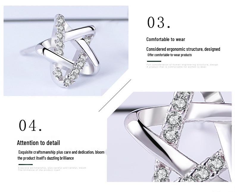 S925 Silver Star Stud Earrings for Women - Simple Korean Style Christmas Gift