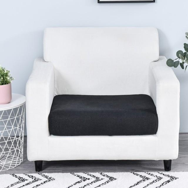 1pc Jacquard Sofa Seat Cushion Cover Chair Cover Stretch Washable Removable Slipcover Solid Color Polar Fleece Sofa Protector