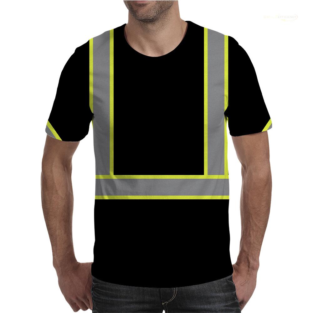 T-shirt da Lavoro di Sicurezza 3D in Cotone da Uomo - Traspirante, Assorbente il Sudore, Comoda a Maniche Corte, Uniforme Sportiva