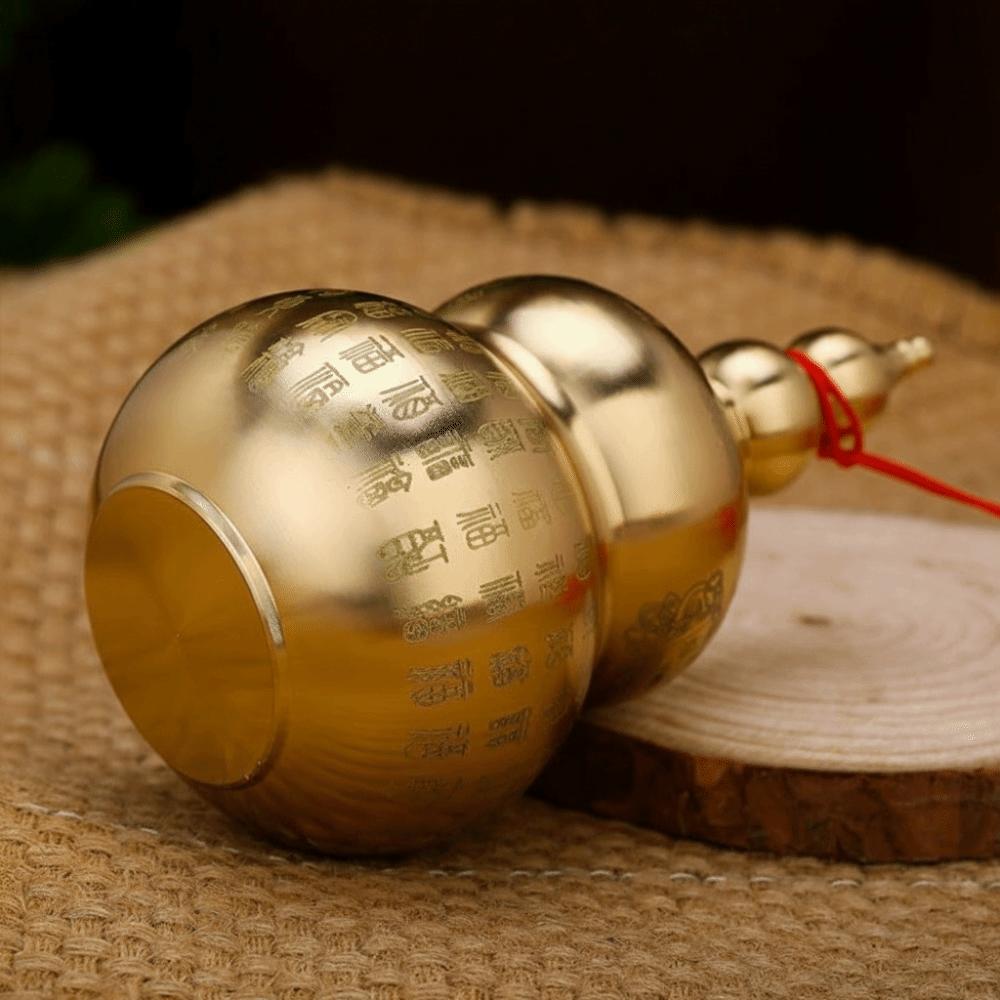 Mini Size Brass Feng Shui Gourd Chinese-Style Wealth-Bringing Gourd  Desktop Decoration
