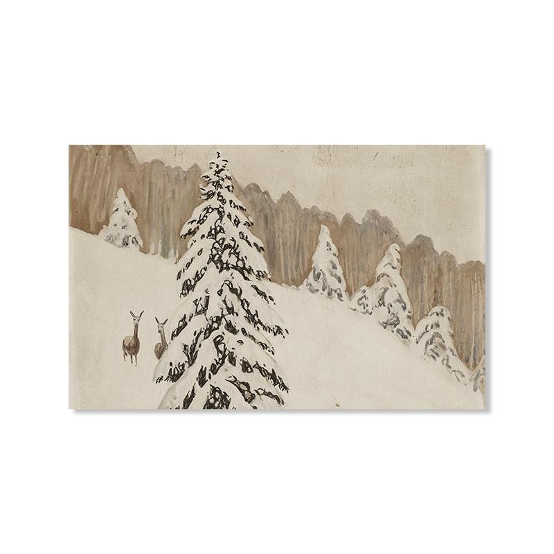 Christmas Gallery Wall Art Prints Rustic Winter Oil Painting Canvas Poster Holiday Decorative Wall Pictures Farmhouse Wall Decor