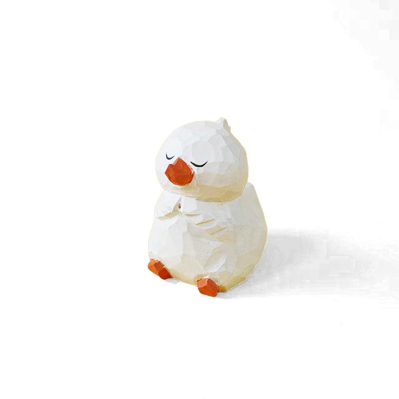 Handmade Solid Wood Animal Figurines: Kitten, Chick, Elephant, Snowman