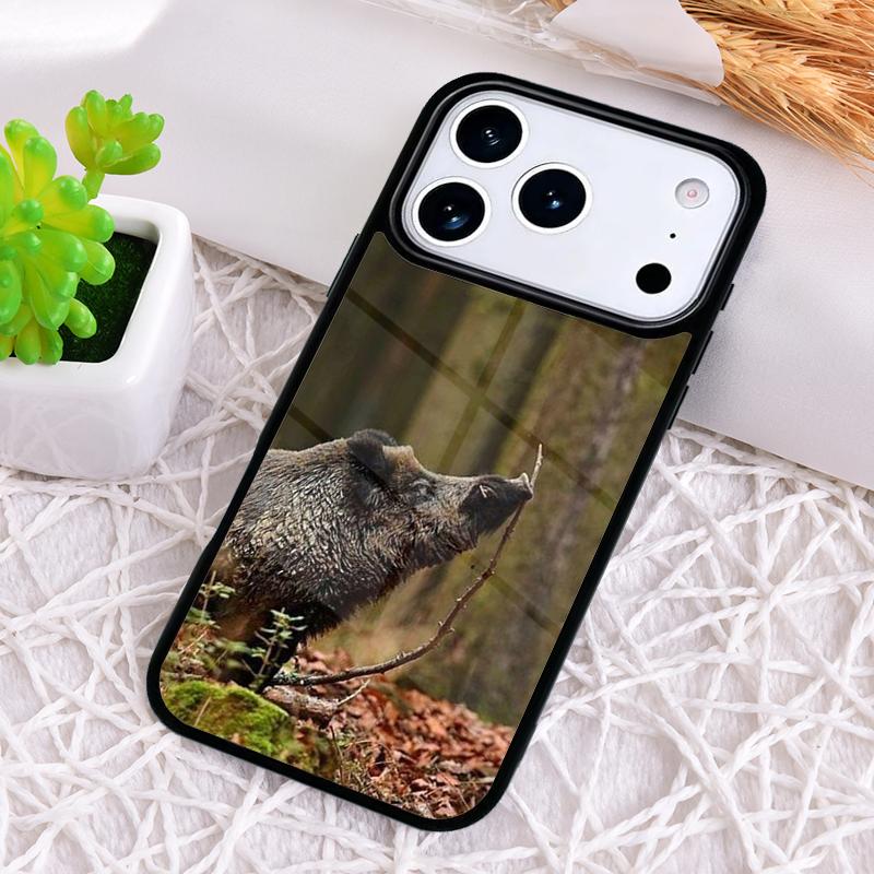 Cute Wild Boar Funny Cartoon Phone Case for iPhone 17 Air 16 15 11 12 14 13 Pro Max Shockproof Cover