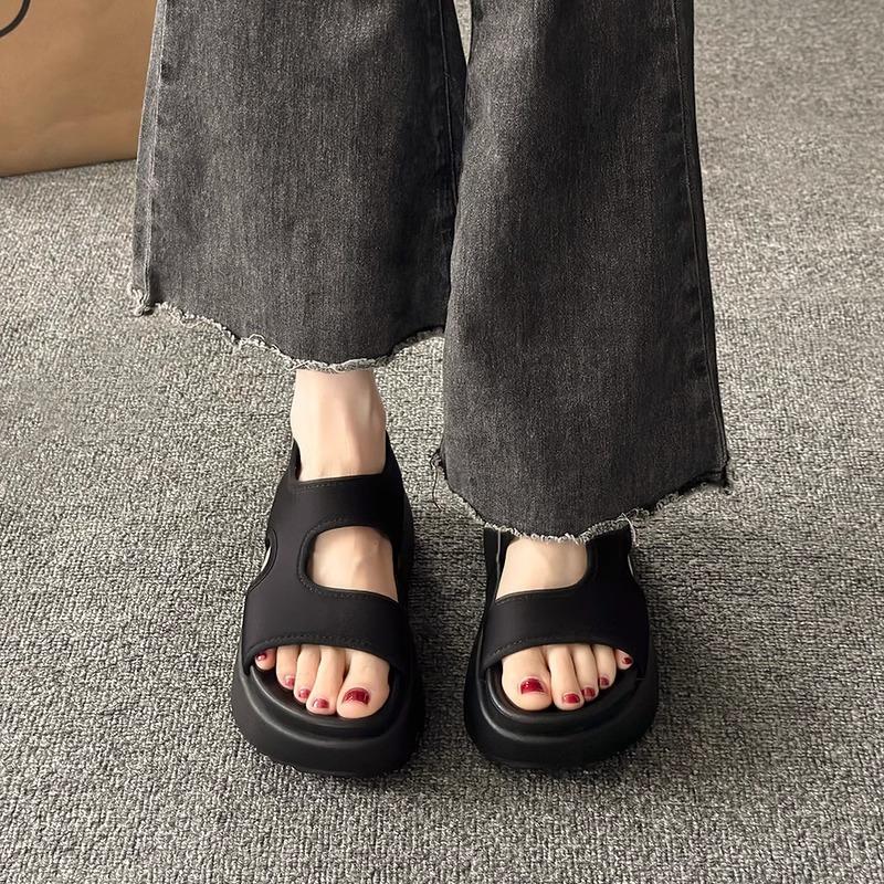 New Style Shoes Velcro Thick-soled One-shoulder Shoes Women's Sandals Beach Sports Flip-flops