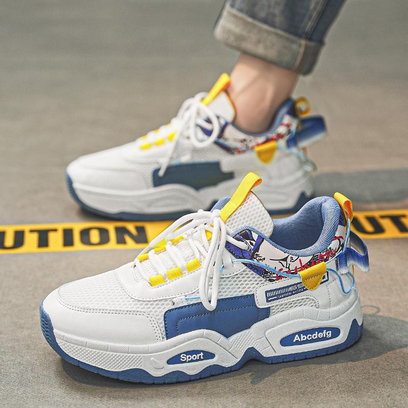 Fashion trendy shoes new 2025 four seasons breathable mesh casual sports shoes versatile men's shoes Korean version low-top dad shoes