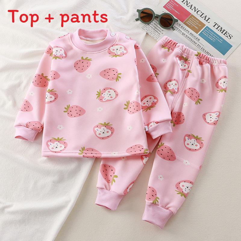 Childrens Warm Milk Silk Pajamas With Animal Prints For Autumn And Spring