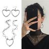 Sweet Cool Metal Hollow Big Heart Pendant Necklace Earrings Simple Drop Earrings