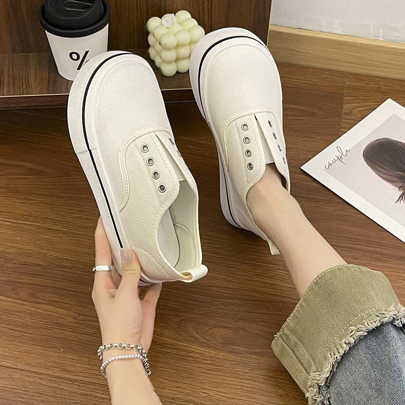 Ladies Canvas Walking Shoes White Women Footwear Slip On Low Comfortable and Elegant A Offer Y2k Fashion Casual Sneakers Traine