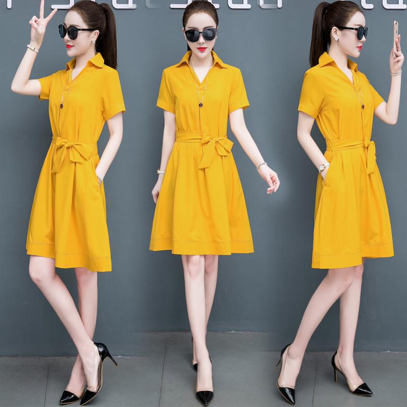 2024 Women's Summer Slimming Dress - Stylish, Belly-Concealing with Skirt Collar
