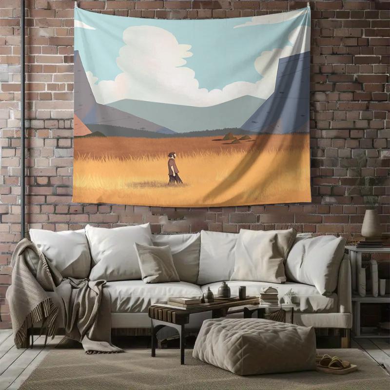 Vintage Desert Landscape Tapestry Southwestern Wall Hanging Rustic Backdrop Boho Home Decor Tribal Art Desert Sunset Scenic Wall
